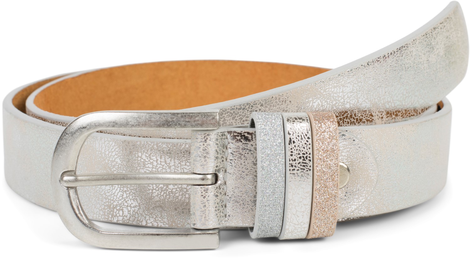 StyleBREAKER Damen Gürtel Uni Mit Glitzer Schlaufe - Kürzbarer Gürtel 2,8cm Breite - 100% Polyurethan