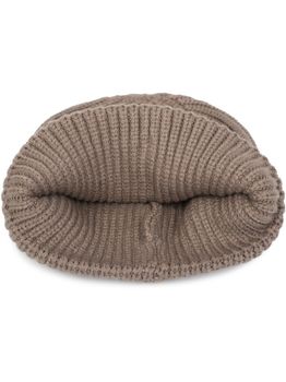 styleBREAKER Damen Beanie Mütze Feinstrick mit breiter Krempe | Elegante Wintermütze Rippstrick | Weicher Wollmix für Herbst & Winter | Warme Strickmütze One Size