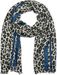 styleBREAKER Damen Schal mit Leo Muster, farbigem Streifen und Fransen, Tuch 01017082