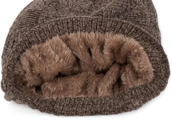styleBREAKER Unisex Chenille Beanie Mütze mit Flecht Muster und Fleece Futter, Winter Slouch Longbeanie 04024159