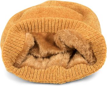 styleBREAKER Unisex Chenille Beanie Mütze einfarbig mit Fleece Futter, Winter Slouch Longbeanie 04024162