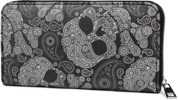 styleBREAKER Damen Geldbörse mit Totenkopf Paisley Print, Reißverschluss, Portemonnaie 02040118