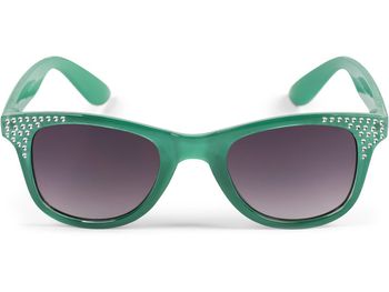 styleBREAKER Mädchen Nerd Sonnenbrille mit Strass, Kunststoff Rahmen und Polycarbonat Flachgläsern, Kinder 09020087