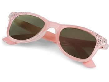 styleBREAKER Mädchen Nerd Sonnenbrille mit Strass, Kunststoff Rahmen und Polycarbonat Flachgläsern, Kinder 09020087