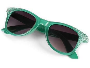 styleBREAKER Mädchen Nerd Sonnenbrille mit Strass, Kunststoff Rahmen und Polycarbonat Flachgläsern, Kinder 09020087