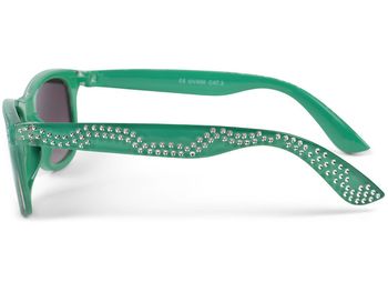 styleBREAKER Mädchen Nerd Sonnenbrille mit Strass, Kunststoff Rahmen und Polycarbonat Flachgläsern, Kinder 09020087