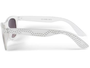styleBREAKER Mädchen Nerd Sonnenbrille mit Strass, Kunststoff Rahmen und Polycarbonat Flachgläsern, Kinder 09020087