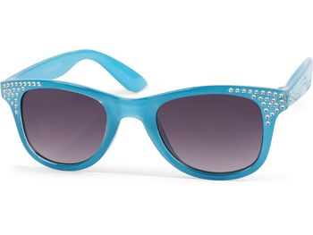 styleBREAKER Mädchen Nerd Sonnenbrille mit Strass, Kunststoff Rahmen und Polycarbonat Flachgläsern, Kinder 09020087