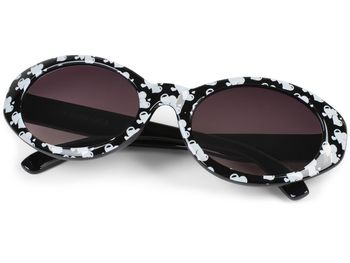 styleBREAKER Mädchen Sonnenbrille mit ovalen Gläsern und Herzchen Muster, Kunststoff Rahmen und Polycarbonat Flachgläsern, Kinder 09020088