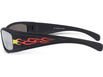 styleBREAKER Kinder Sport Sonnenbrille mit Flammen Print, Kunststoff Rahmen und Polycarbonat Gläser, Vollrand 09020089
