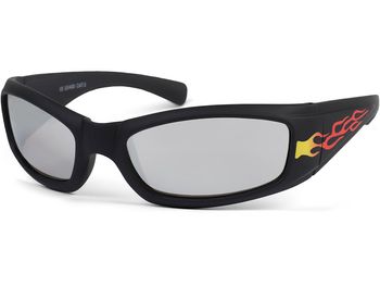styleBREAKER Kinder Sport Sonnenbrille mit Flammen Print, Kunststoff Rahmen und Polycarbonat Gläser, Vollrand 09020089