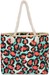 styleBREAKER Damen Strandtasche mit Leoparden Print und Reißverschluss, Schultertasche, Shopper 02012277