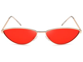 styleBREAKER Damen Cateye Sonnenbrille mit schmalem Metallrahmen, Polycarbonat Flachgläser, Retro Look, Katzenaugen Stil 09020097