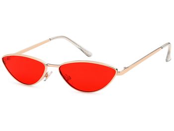 styleBREAKER Damen Cateye Sonnenbrille mit schmalem Metallrahmen, Polycarbonat Flachgläser, Retro Look, Katzenaugen Stil 09020097