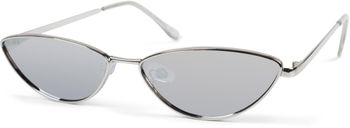 styleBREAKER Damen Cateye Sonnenbrille mit schmalem Metallrahmen, Polycarbonat Flachgläser, Retro Look, Katzenaugen Stil 09020097