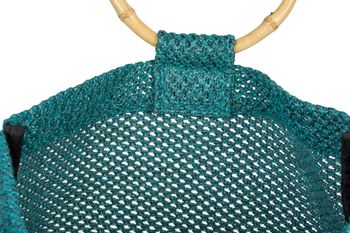 styleBREAKER Damen Henkeltasche mit Bambus Henkel in halb transparenter Häkel Optik, Handtasche, Tasche 02012286