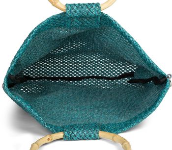 styleBREAKER Damen Henkeltasche mit Bambus Henkel in halb transparenter Häkel Optik, Handtasche, Tasche 02012286