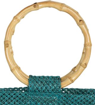 styleBREAKER Damen Henkeltasche mit Bambus Henkel in halb transparenter Häkel Optik, Handtasche, Tasche 02012286