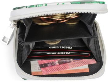 styleBREAKER Damen Mini Geldbörse mit Palmen Print, Reißverschluss, Portemonnaie 02040121
