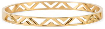 styleBREAKER Damen Edelstahl Armreif mit dreieckigen Cutouts im Azteken Style, Clipverschluss Armband, Schmuck 05040168