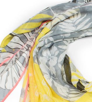 styleBREAKER Damen XXL Dreieckstuch mit Flamingo, Blumen, Palmen und Papageien Aufdruck und Strass Applikation, Schal, Tuch 01016179