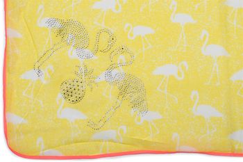 styleBREAKER Damen XXL Dreieckstuch mit Flamingo, Blumen, Palmen und Papageien Aufdruck und Strass Applikation, Schal, Tuch 01016179