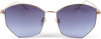 styleBREAKER Damen Piloten Sonnenbrille mit fünfeckigen Gläsern, getönten Polycarbonat Gläsern und Metall Gestell, Retro Brille 09020103