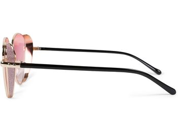 styleBREAKER Damen Cateye Sonnenbrille mit Glitzer Element, Metall Rahmen und Polycarbonat Gläser, Katzenaugen Form, Retro Look 09020104