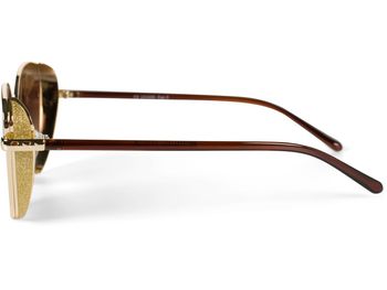 styleBREAKER Damen Cateye Sonnenbrille mit Glitzer Element, Metall Rahmen und Polycarbonat Gläser, Katzenaugen Form, Retro Look 09020104