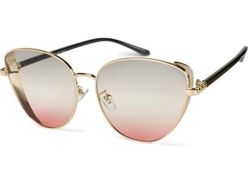 styleBREAKER Damen Cateye Sonnenbrille mit Glitzer Element, Metall Rahmen und Polycarbonat Gläser, Katzenaugen Form, Retro Look 09020104