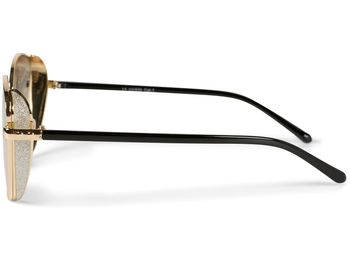 styleBREAKER Damen Cateye Sonnenbrille mit Glitzer Element, Metall Rahmen und Polycarbonat Gläser, Katzenaugen Form, Retro Look 09020104