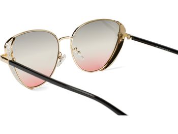 styleBREAKER Damen Cateye Sonnenbrille mit Glitzer Element, Metall Rahmen und Polycarbonat Gläser, Katzenaugen Form, Retro Look 09020104