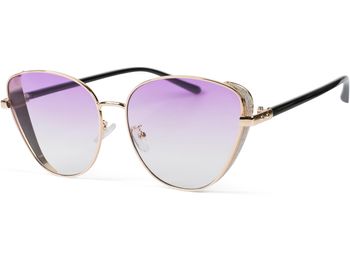 styleBREAKER Damen Cateye Sonnenbrille mit Glitzer Element, Metall Rahmen und Polycarbonat Gläser, Katzenaugen Form, Retro Look 09020104