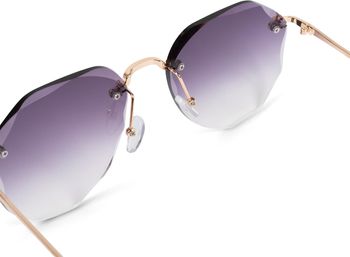 styleBREAKER Damen Piloten Sonnenbrille Rahmenlos mit getönten Gläsern im Diamant Schliff, Geprägte Bügel, Vieleckige Gläser 09020106