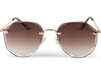 styleBREAKER Damen Piloten Sonnenbrille Rahmenlos mit getönten Gläsern im Diamant Schliff, Geprägte Bügel, Vieleckige Gläser 09020106