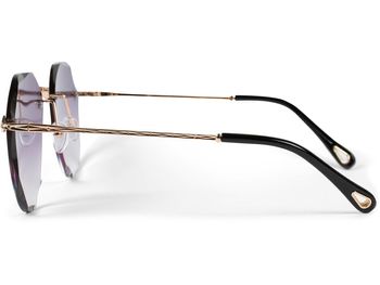 styleBREAKER Damen Piloten Sonnenbrille Rahmenlos mit getönten Gläsern im Diamant Schliff, Geprägte Bügel, Vieleckige Gläser 09020106