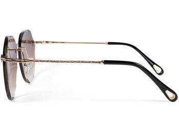 styleBREAKER Damen Piloten Sonnenbrille Rahmenlos mit getönten Gläsern im Diamant Schliff, Geprägte Bügel, Vieleckige Gläser 09020106