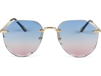 styleBREAKER Damen Piloten Sonnenbrille Rahmenlos mit getönten Gläsern im Diamant Schliff, Geprägte Bügel, Vieleckige Gläser 09020106