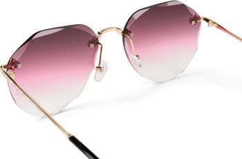 styleBREAKER Damen Piloten Sonnenbrille Rahmenlos mit getönten Gläsern im Diamant Schliff, Geprägte Bügel, Vieleckige Gläser 09020106