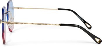 styleBREAKER Damen Piloten Sonnenbrille Rahmenlos mit getönten Gläsern im Diamant Schliff, Geprägte Bügel, Vieleckige Gläser 09020106