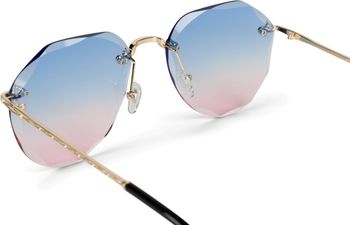 styleBREAKER Damen Piloten Sonnenbrille Rahmenlos mit getönten Gläsern im Diamant Schliff, Geprägte Bügel, Vieleckige Gläser 09020106