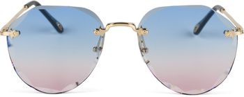 styleBREAKER Damen Piloten Sonnenbrille Rahmenlos mit getönten Gläsern im Diamant Schliff, Geprägte Bügel, Vieleckige Gläser 09020106