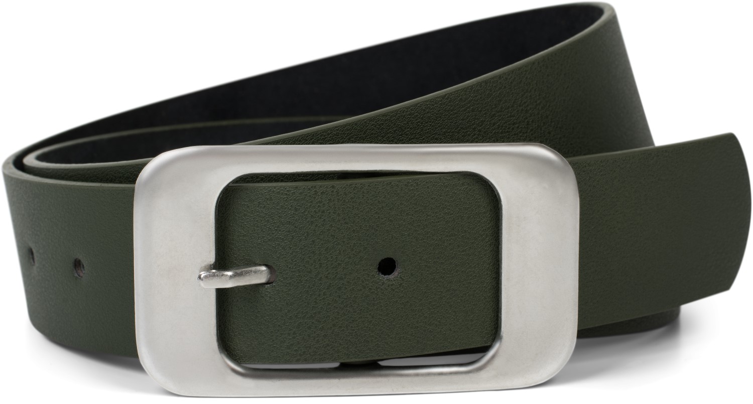 Unisex Gürtel Unifarben mit großer rechteckiger Schnalle, kürzbar Damen