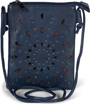 styleBREAKER Damen Mini Bag Umhängetasche mit Cutouts in Ethno Blumen Form und Nieten, Schultertasche, Handtasche, Tasche 02012304