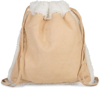 styleBREAKER Turnbeutel mit weicher Oberfläche und gefüttert mit Teddyfell, Rucksack, Beutel, Unisex 02012309