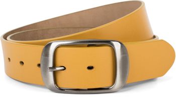 styleBREAKER Unisex Leder Gürtel Unifarben mit glänzender Oberfläche und gebürsteter Schnalle, kürzbar 03010104