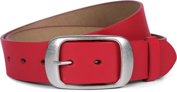 styleBREAKER Unisex Leder Gürtel Unifarben mit glänzender Oberfläche und gebürsteter Schnalle, kürzbar 03010104