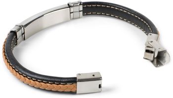 styleBREAKER Unisex Armband mit Flecht und Metallelementen mit Klappverschluss, Armschmuck 05040173