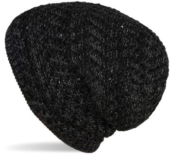 styleBREAKER Damen Strick Beanie Mütze mit Pailletten und Thermo-Fleece Futter, Winter Slouch Beanie 04024168