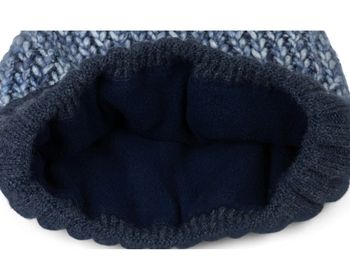 styleBREAKER Damen bunte Strick Bommelmütze mit Fleece Futter, Winter Fellbommel Mütze 04024169